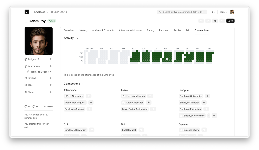 frappe hr dashboard